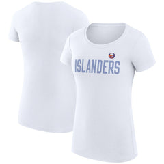 NHL New York Islanders G-III 4Her by Carl Banks Women's Super-Slim Fit Lightweight Dot Print Team T-Shirt - White
