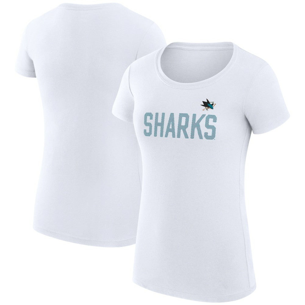 NHL San Jose Sharks G-III 4Her by Carl Banks Women's Super-Slim Fit Lightweight Dot Print Team T-Shirt - White
