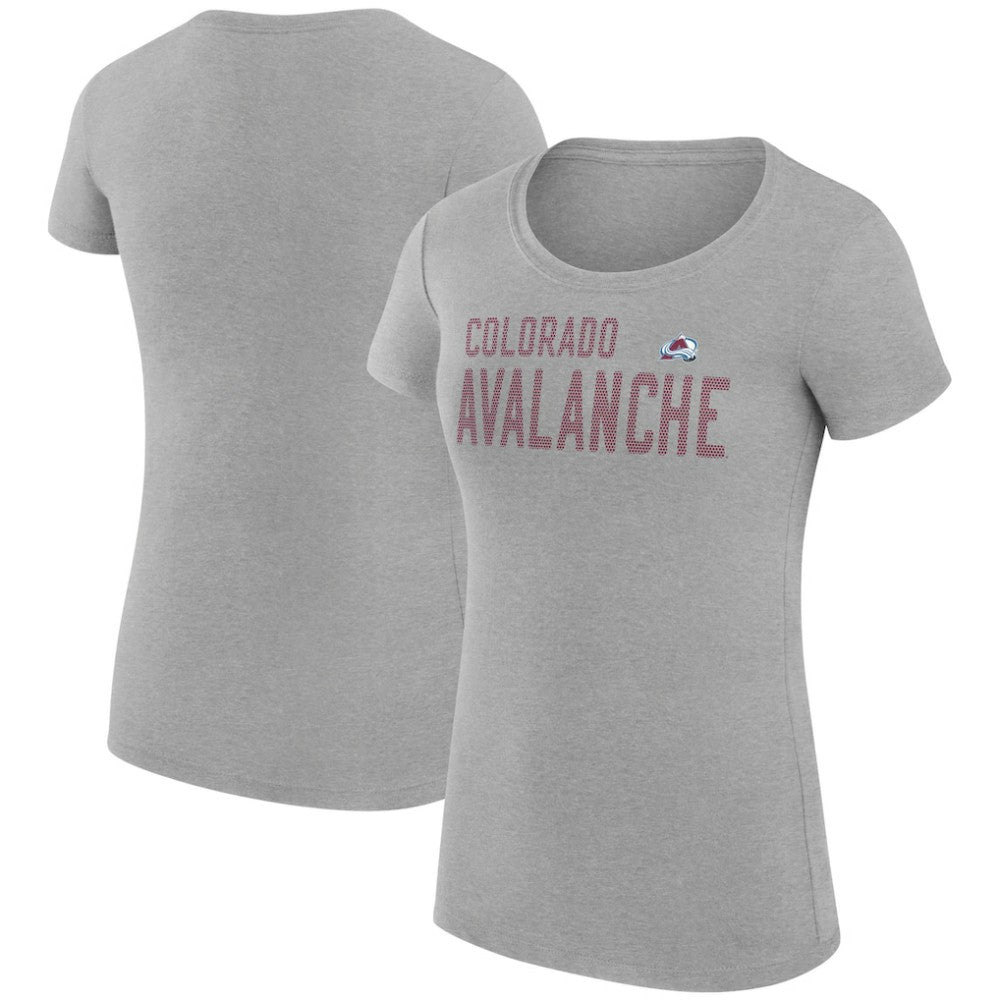 NHL Colorado Avalanche G-III 4Her by Carl Banks Women's Super-Slim Fit Lightweight Dot Print Team T-Shirt - Heather Gray