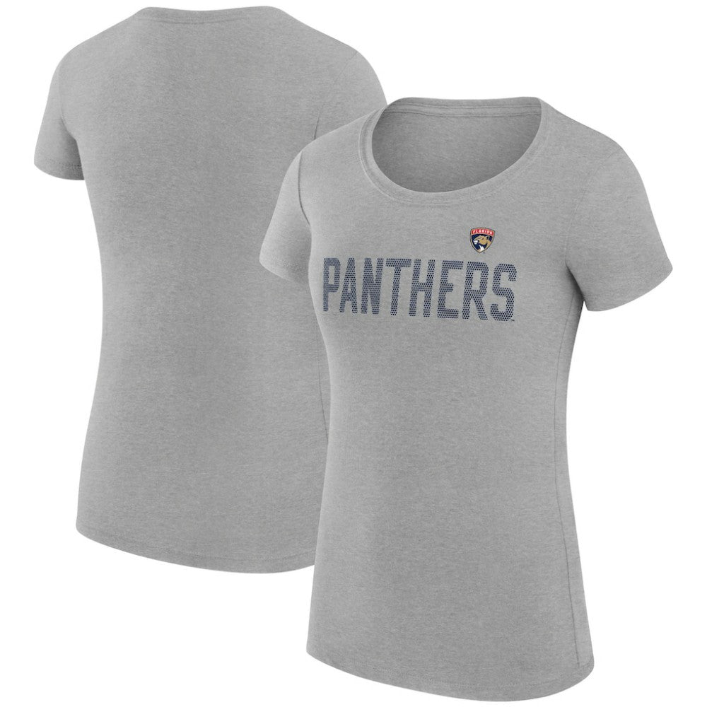 NHL Florida Panthers G-III 4Her by Carl Banks Women's Super-Slim Fit Lightweight Dot Print Team T-Shirt - Heather Gray