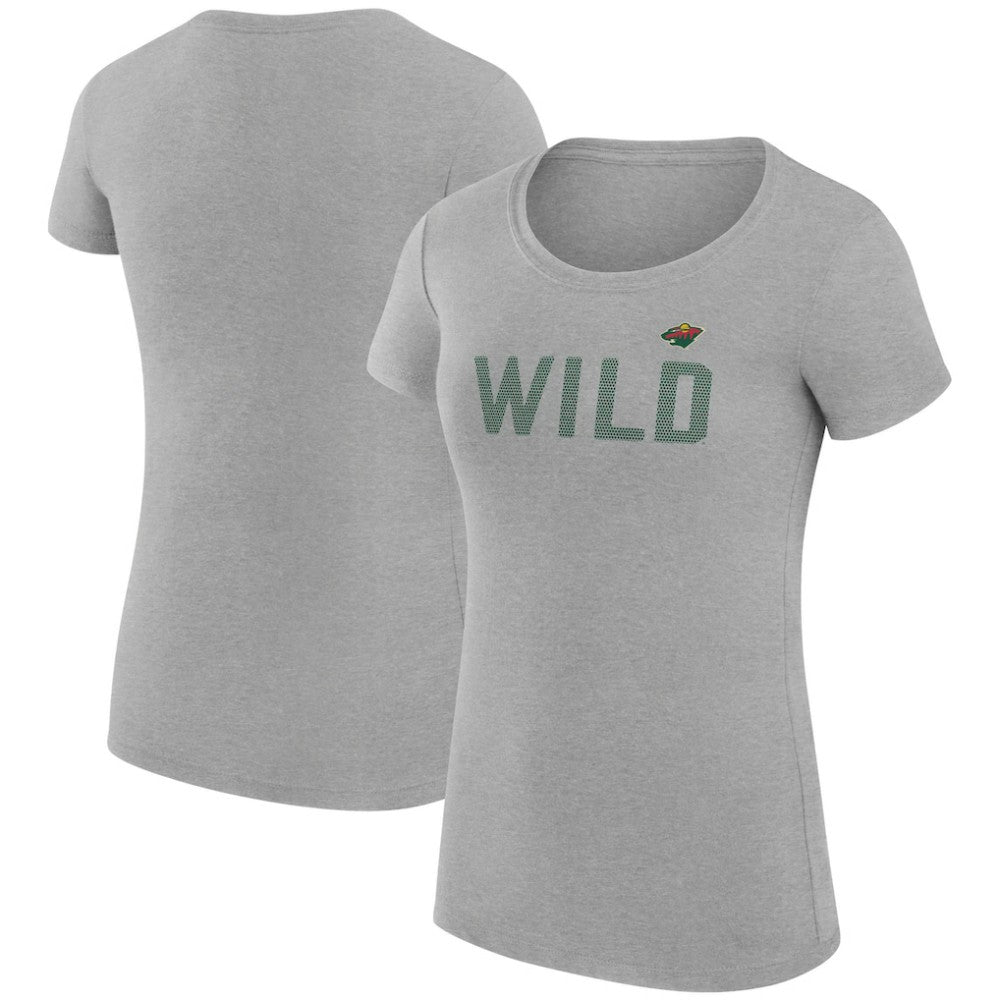 NHL Minnesota Wild G-III 4Her by Carl Banks Women's Super-Slim Fit Lightweight Dot Print Team T-Shirt - Heather Gray