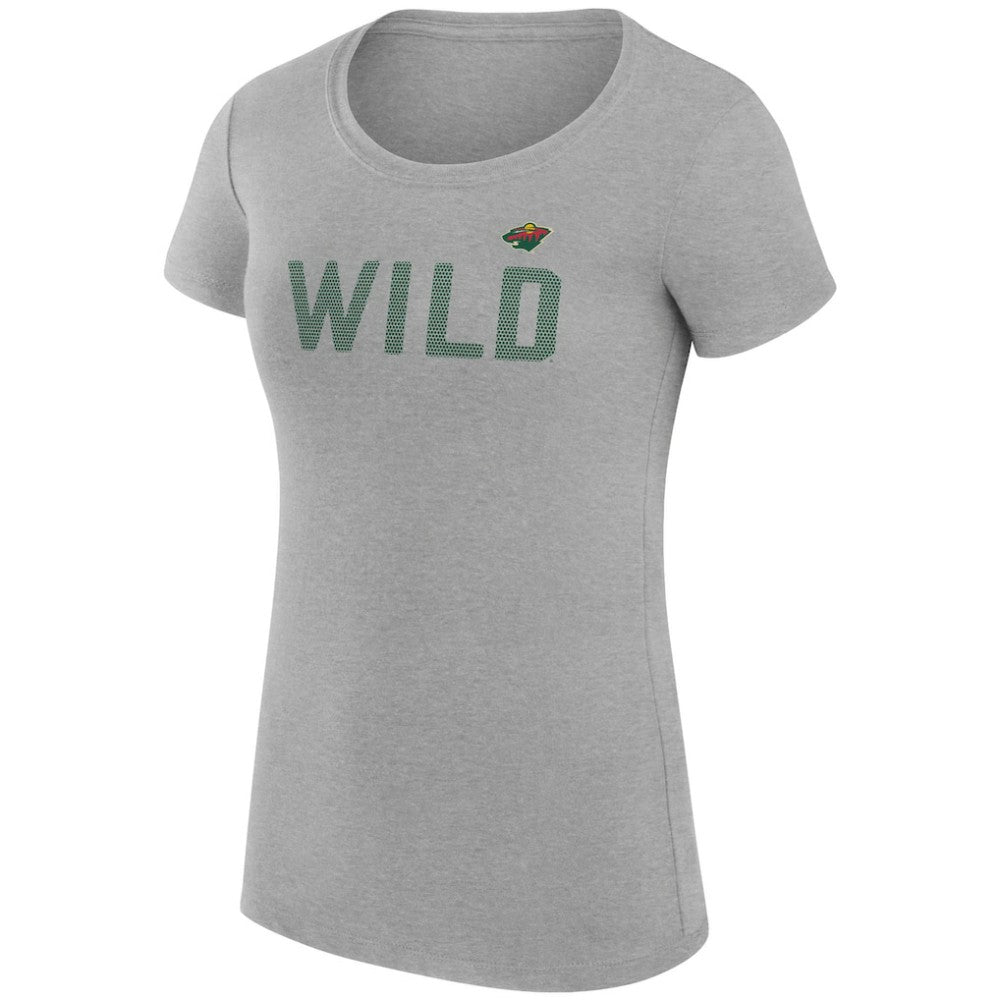 NHL Minnesota Wild G-III 4Her by Carl Banks Women's Super-Slim Fit Lightweight Dot Print Team T-Shirt - Heather Gray