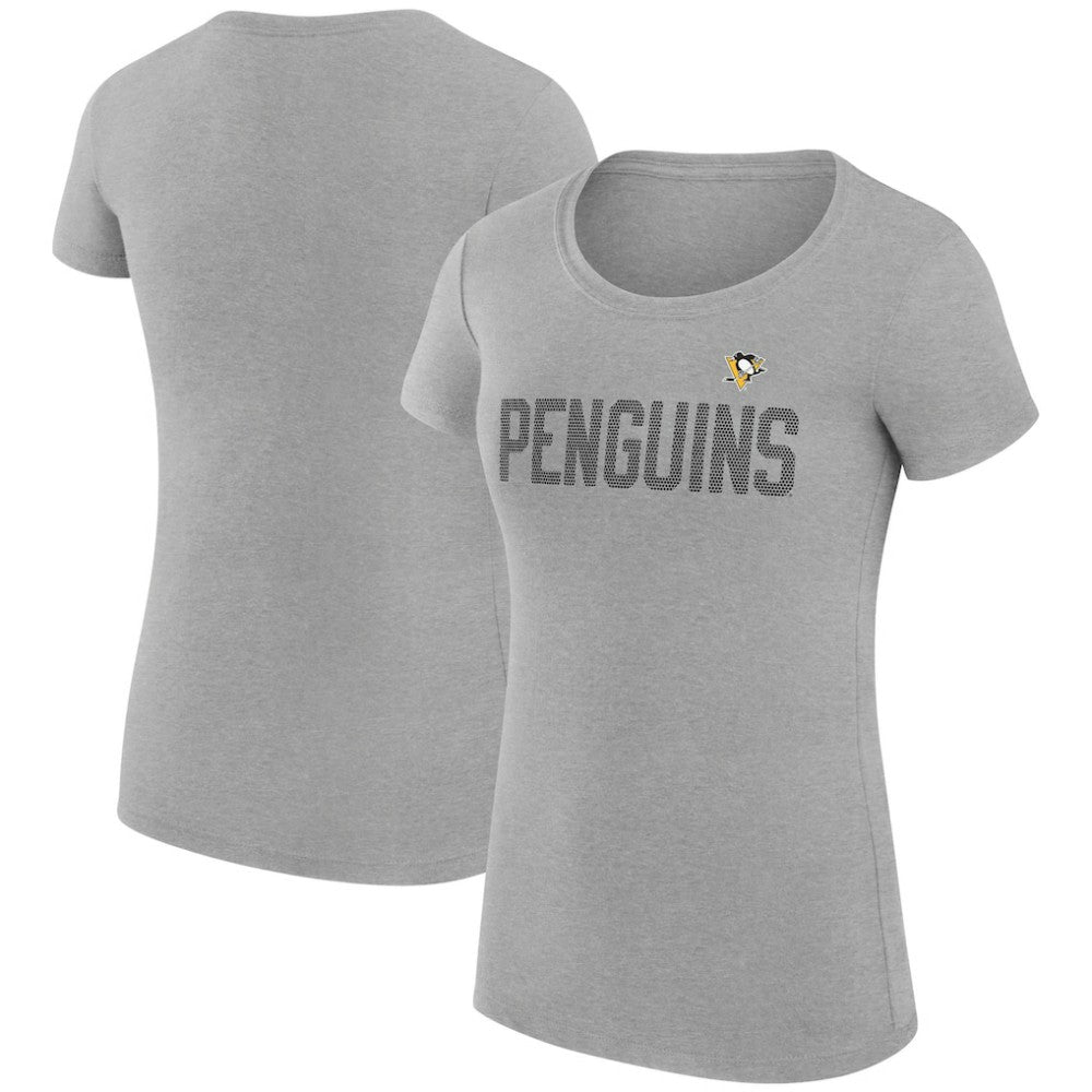 NHL Pittsburgh Penguins G-III 4Her by Carl Banks Women's Super-Slim Fit Lightweight Dot Print Team T-Shirt - Heather Gray