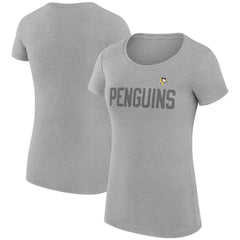 NHL Pittsburgh Penguins G-III 4Her by Carl Banks Women's Super-Slim Fit Lightweight Dot Print Team T-Shirt - Heather Gray