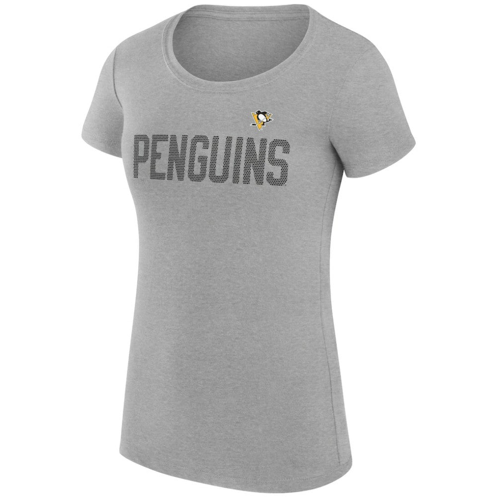 NHL Pittsburgh Penguins G-III 4Her by Carl Banks Women's Super-Slim Fit Lightweight Dot Print Team T-Shirt - Heather Gray