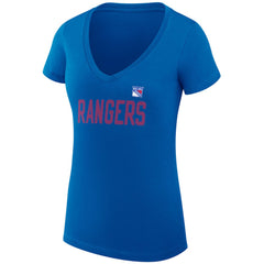 NHL New York Rangers G-III 4Her by Carl Banks Women's Super-Slim Fit Lightweight Dot Print Team V-Neck T-Shirt - Blue