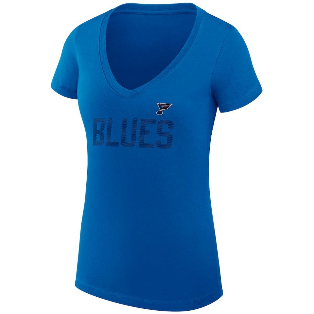 NHL St. Louis Blues G-III 4Her by Carl Banks Women's Super-Slim Fit Lightweight Dot Print Team V-Neck T-Shirt - Blue