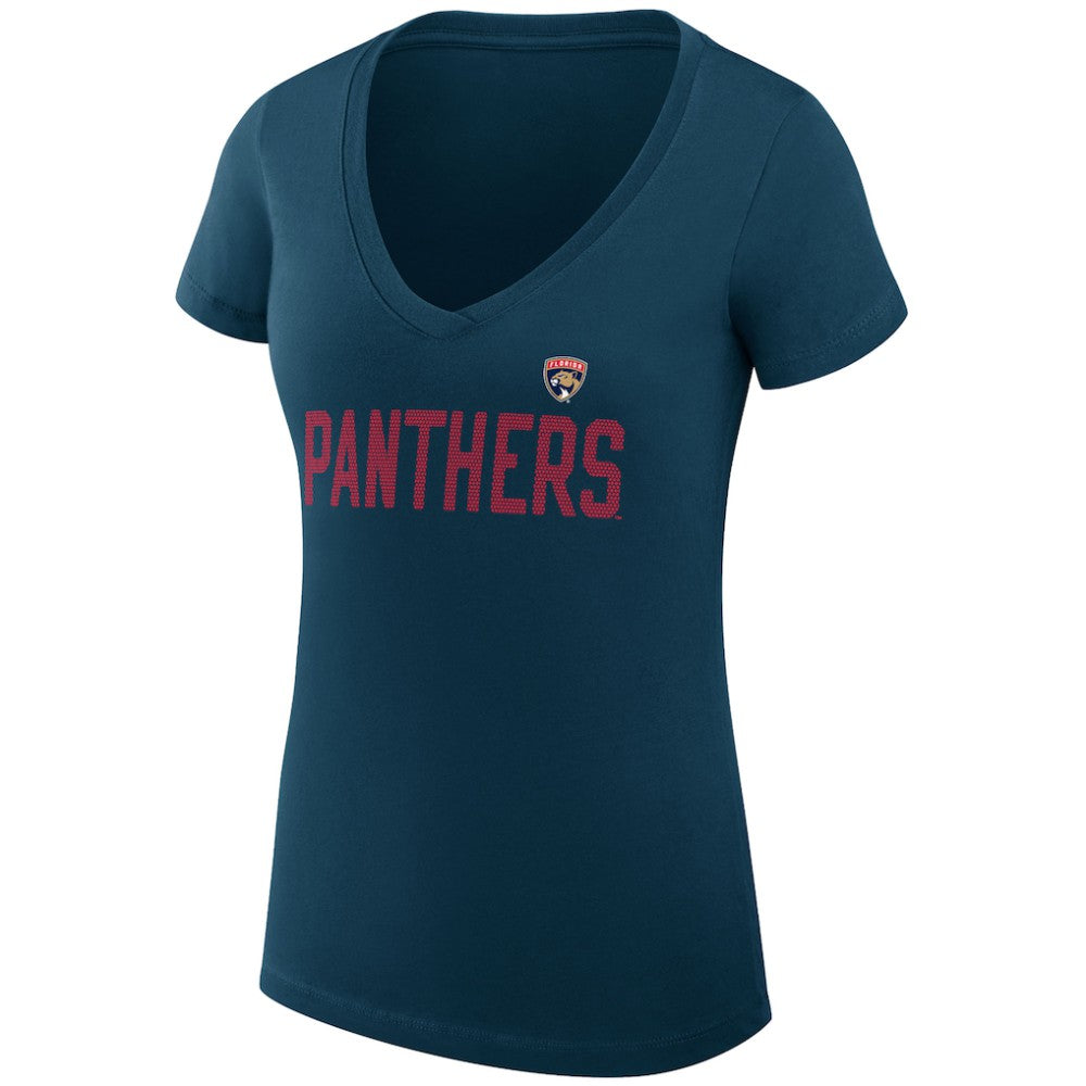 NHL Florida Panthers G-III 4Her by Carl Banks Women's Super-Slim Fit Lightweight Dot Print Team V-Neck T-Shirt - Navy