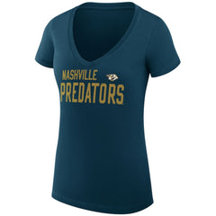NHL Nashville Predators G-III 4Her by Carl Banks Women's Super-Slim Fit Lightweight Dot Print Team V-Neck T-Shirt - Navy