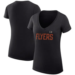 NHL Philadelphia Flyers G-III 4Her by Carl Banks Women's Super-Slim Fit Lightweight Dot Print Team V-Neck T-Shirt - Black