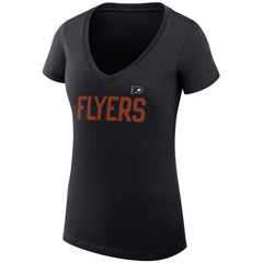 NHL Philadelphia Flyers G-III 4Her by Carl Banks Women's Super-Slim Fit Lightweight Dot Print Team V-Neck T-Shirt - Black