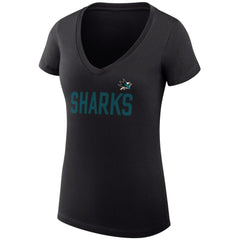 NHL San Jose Sharks G-III 4Her by Carl Banks Women's Super-Slim Fit Lightweight Dot Print Team V-Neck T-Shirt - Black