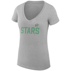 NHL Dallas Stars G-III 4Her by Carl Banks Women's Super-Slim Fit Lightweight Dot Print Team V-Neck T-Shirt - Heather Gray