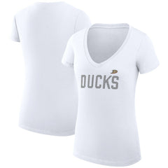 NHL Anaheim Ducks G-III 4Her by Carl Banks Women's Super-Slim Fit Lightweight Dot Print Team V-Neck T-Shirt - White