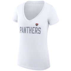 NHL Florida Panthers G-III 4Her by Carl Banks Women's Super-Slim Fit Lightweight Dot Print Team V-Neck T-Shirt - White