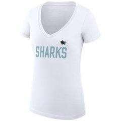 NHL San Jose Sharks G-III 4Her by Carl Banks Women's Super-Slim Fit Lightweight Dot Print Team V-Neck T-Shirt - White