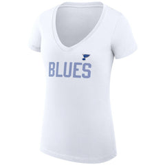 NHL St. Louis Blues G-III 4Her by Carl Banks Women's Super-Slim Fit Lightweight Dot Print Team V-Neck T-Shirt - White