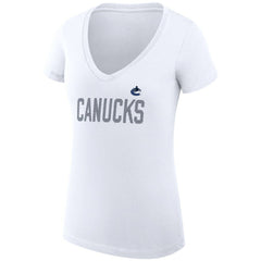 NHL Vancouver Canucks G-III 4Her by Carl Banks Women's Super-Slim Fit Lightweight Dot Print Team V-Neck T-Shirt - White
