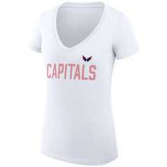 NHL Washington Capitals G-III 4Her by Carl Banks Women's Super-Slim Fit Lightweight Dot Print Team V-Neck T-Shirt - White