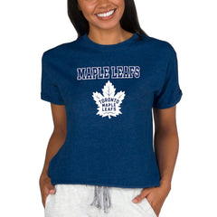 NHL Toronto Maple Leafs Concepts Sport Women's Tri-Blend Mainstream Terry Short Sleeve Sweatshirt Top - Navy