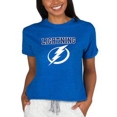 NHL Tampa Bay Lightning Concepts Sport Women's Tri-Blend Mainstream Terry Short Sleeve Sweatshirt Top - Royal