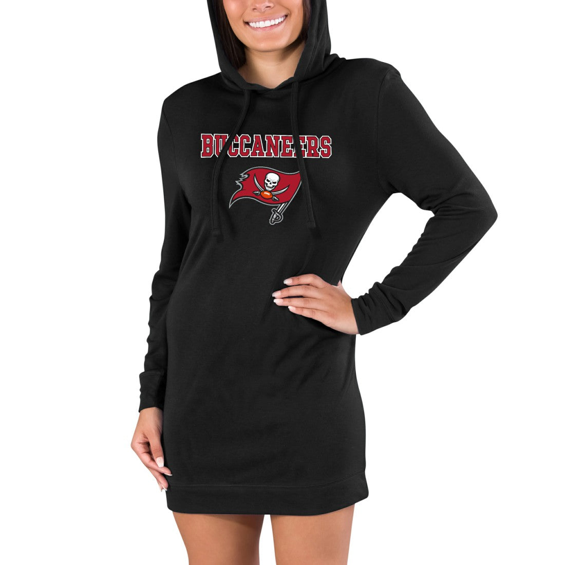 Tampa Bay Buccaneers Concepts Sport Women's Gather Long Sleeve Hoodie Nightshirt Black