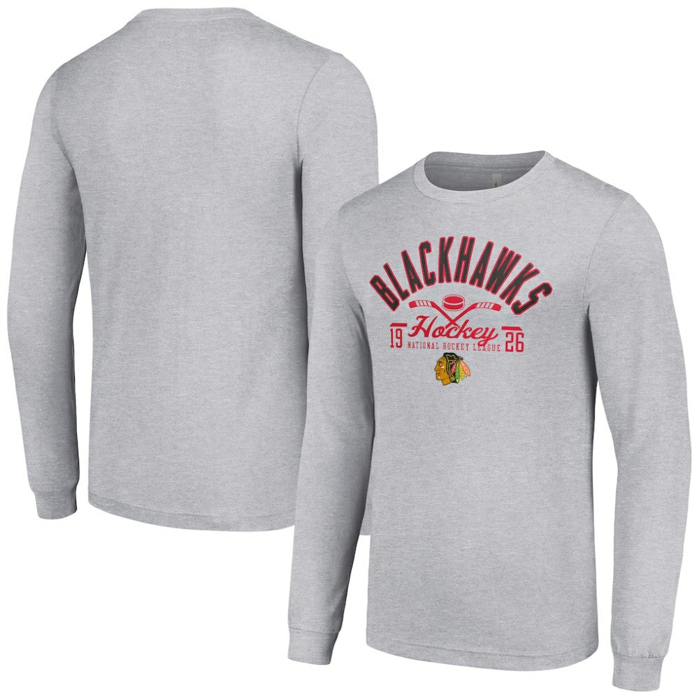 NHL Chicago Blackhawks Starter Puck Long Sleeve T-Shirt - Heather Gray