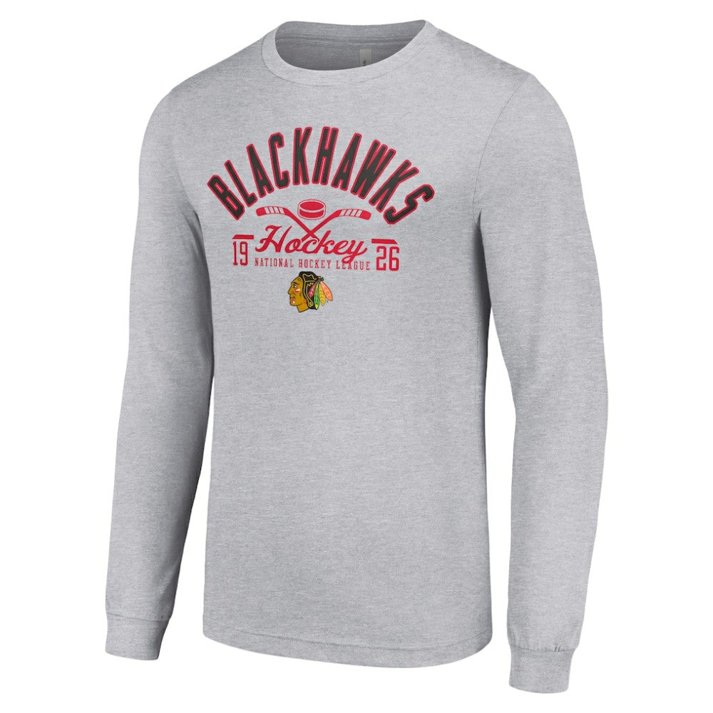 NHL Chicago Blackhawks Starter Puck Long Sleeve T-Shirt - Heather Gray