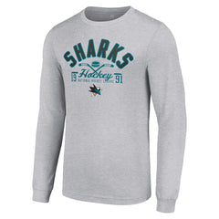 NHL San Jose Sharks Starter Puck Long Sleeve T-Shirt - Heather Gray