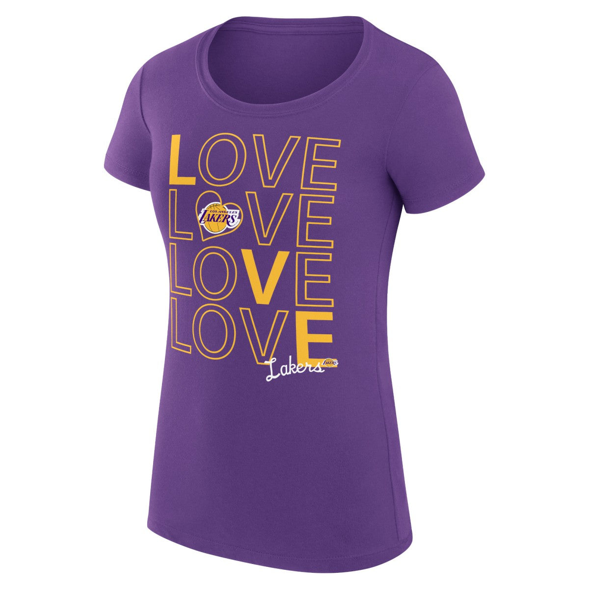 Los Angeles Lakers G-III 4Her by Carl Banks Women's Super-Slim Fit Lightweight Basketball Love T-Shirt Purple