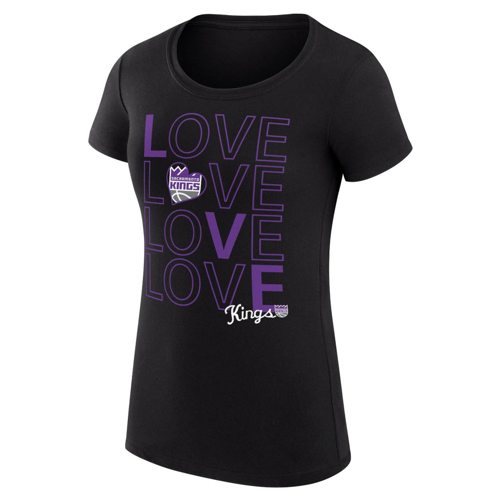 Sacramento Kings G-III 4Her by Carl Banks Women's Super-Slim Fit Lightweight Basketball Love T-Shirt Black
