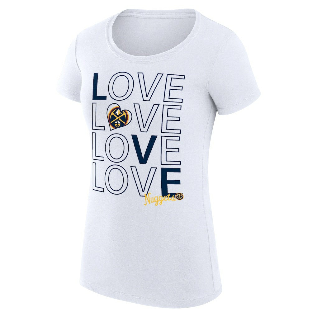 Denver Nuggets G-III 4Her by Carl Banks Women's Super-Slim Fit Lightweight Basketball Love T-Shirt White