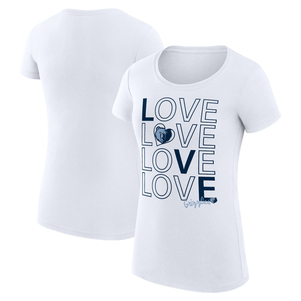 Memphis Grizzlies G-III 4Her by Carl Banks Women's Super-Slim Fit Lightweight Basketball Love T-Shirt White
