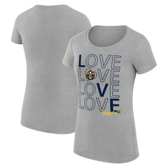 Denver Nuggets G-III 4Her by Carl Banks Women's Super-Slim Fit Lightweight Basketball Love T-Shirt Heather Gray