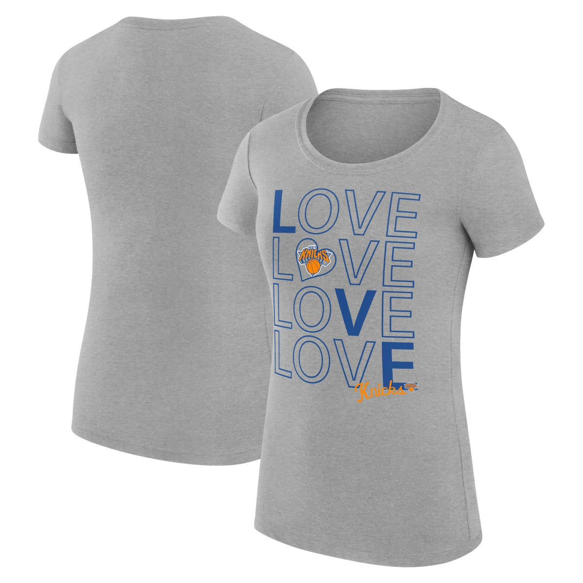 New York Knicks G-III 4Her by Carl Banks Women's Super-Slim Fit Lightweight Basketball Love T-Shirt Heather Gray
