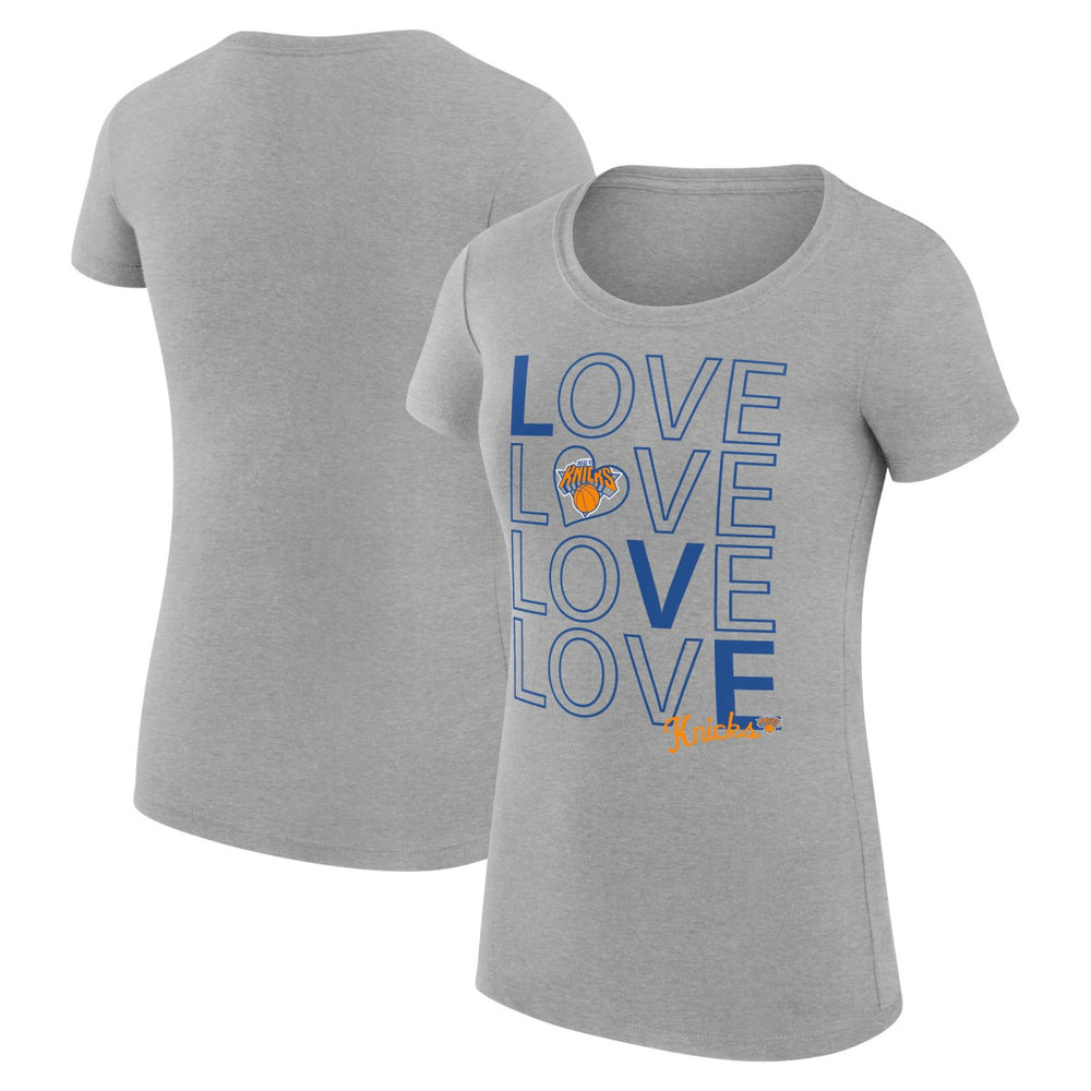 New York Knicks G-III 4Her by Carl Banks Women's Super-Slim Fit Lightweight Basketball Love T-Shirt Heather Gray