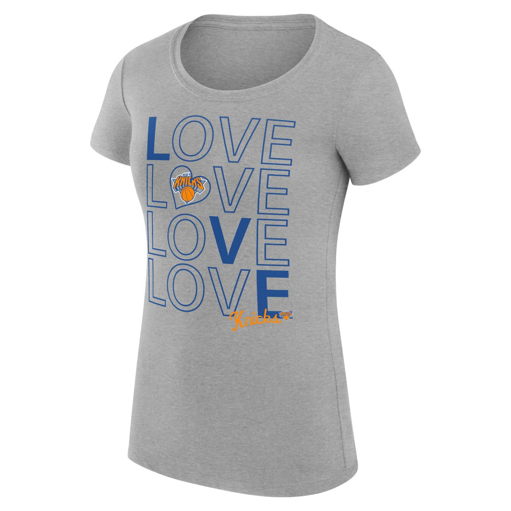 New York Knicks G-III 4Her by Carl Banks Women's Super-Slim Fit Lightweight Basketball Love T-Shirt Heather Gray