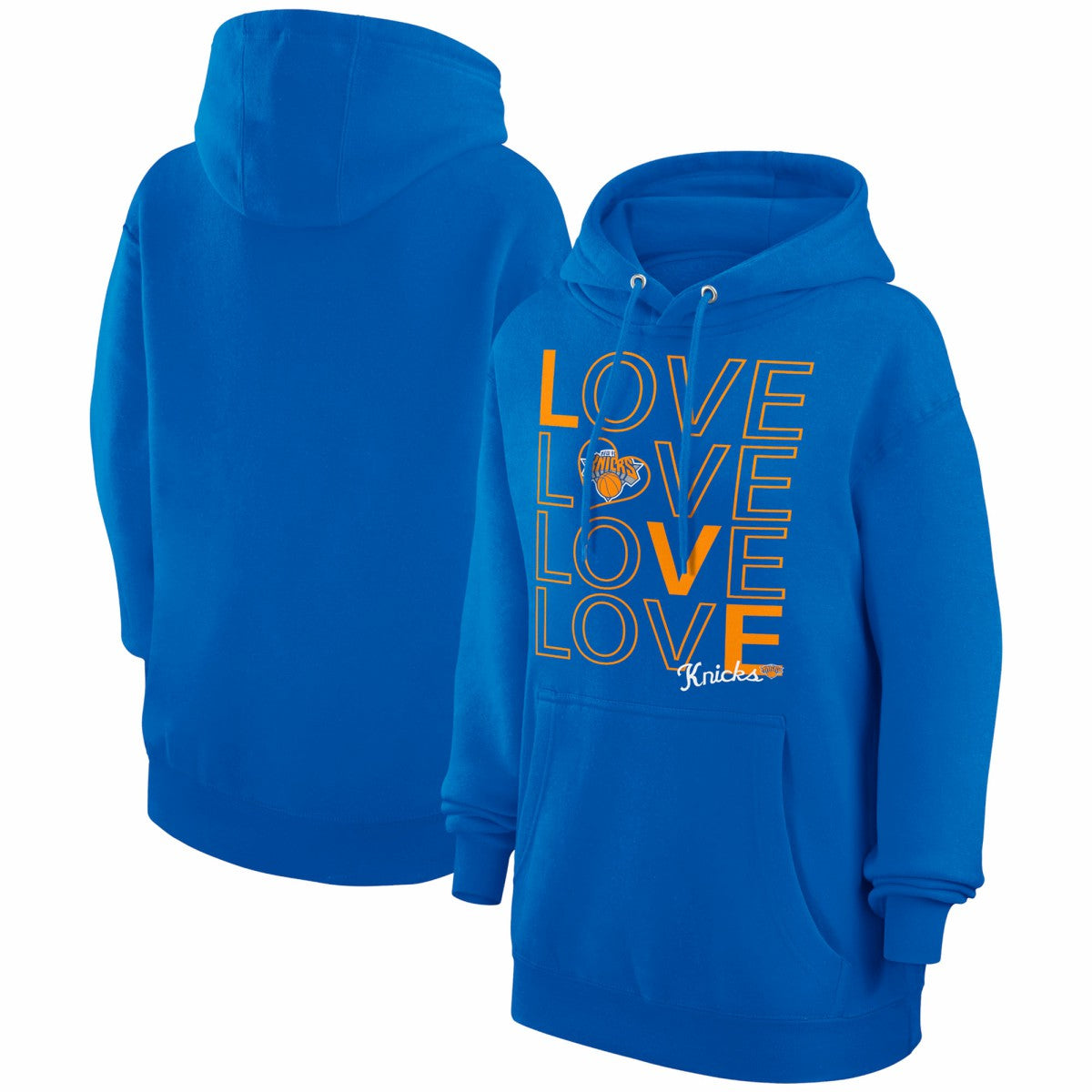 New York Knicks G-III 4Her by Carl Banks Women's Basketball Love Fleece Pullover Hoodie Blue