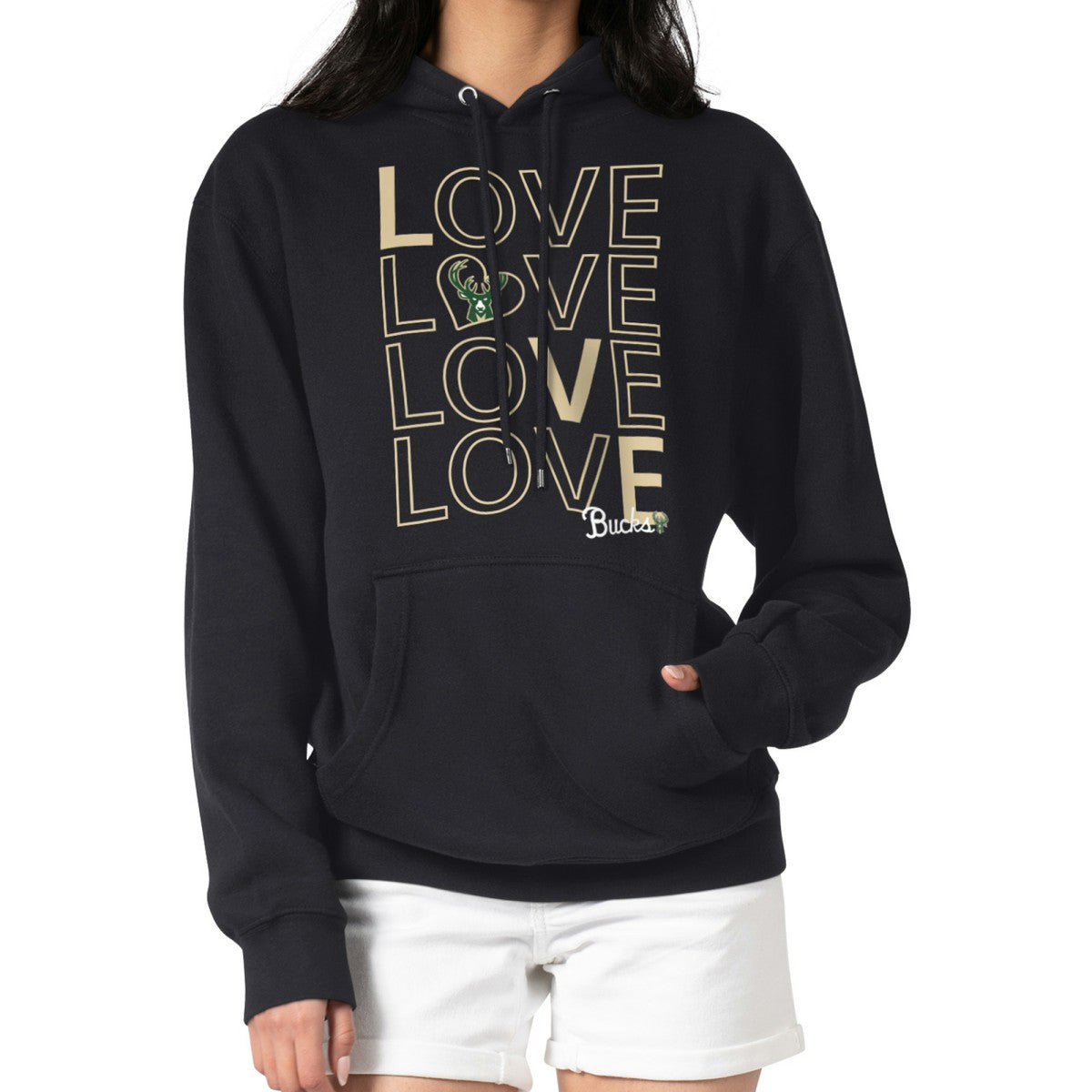 Milwaukee Bucks G-III 4Her by Carl Banks Women's Basketball Love Fleece Pullover Hoodie Black