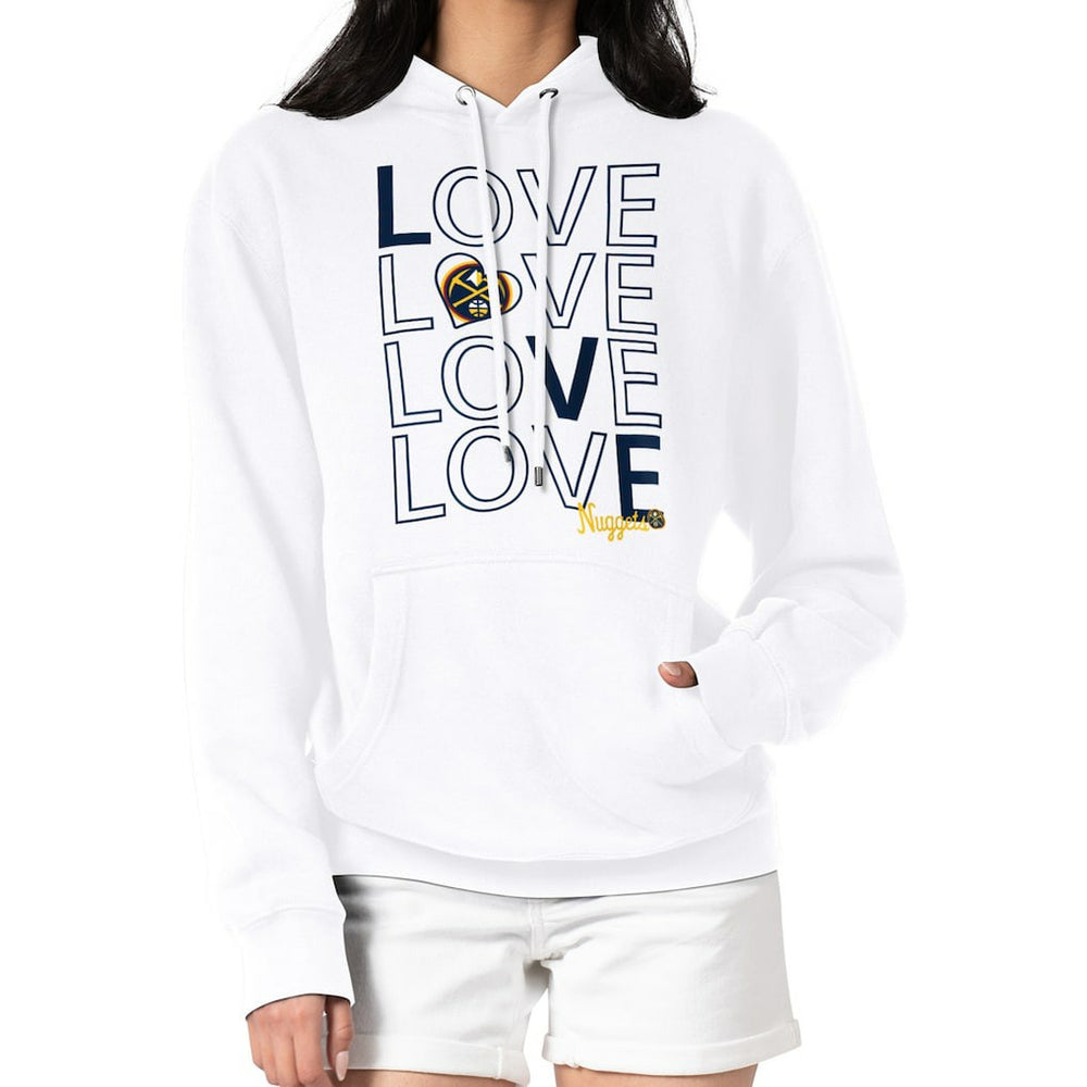 Denver Nuggets G-III 4Her by Carl Banks Women's Basketball Love Fleece Pullover Hoodie White