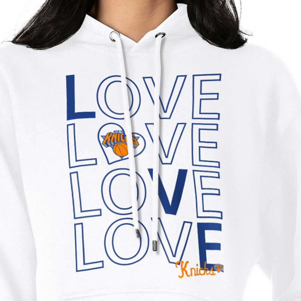 New York Knicks G-III 4Her by Carl Banks Women's Basketball Love Fleece Pullover Hoodie White