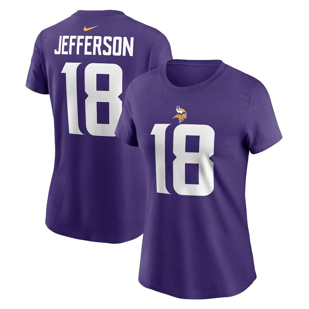 Justin Jefferson Minnesota Vikings Women's Player Name & Number T-Shirt Purple