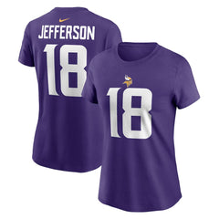 Justin Jefferson Minnesota Vikings Women's Player Name & Number T-Shirt Purple