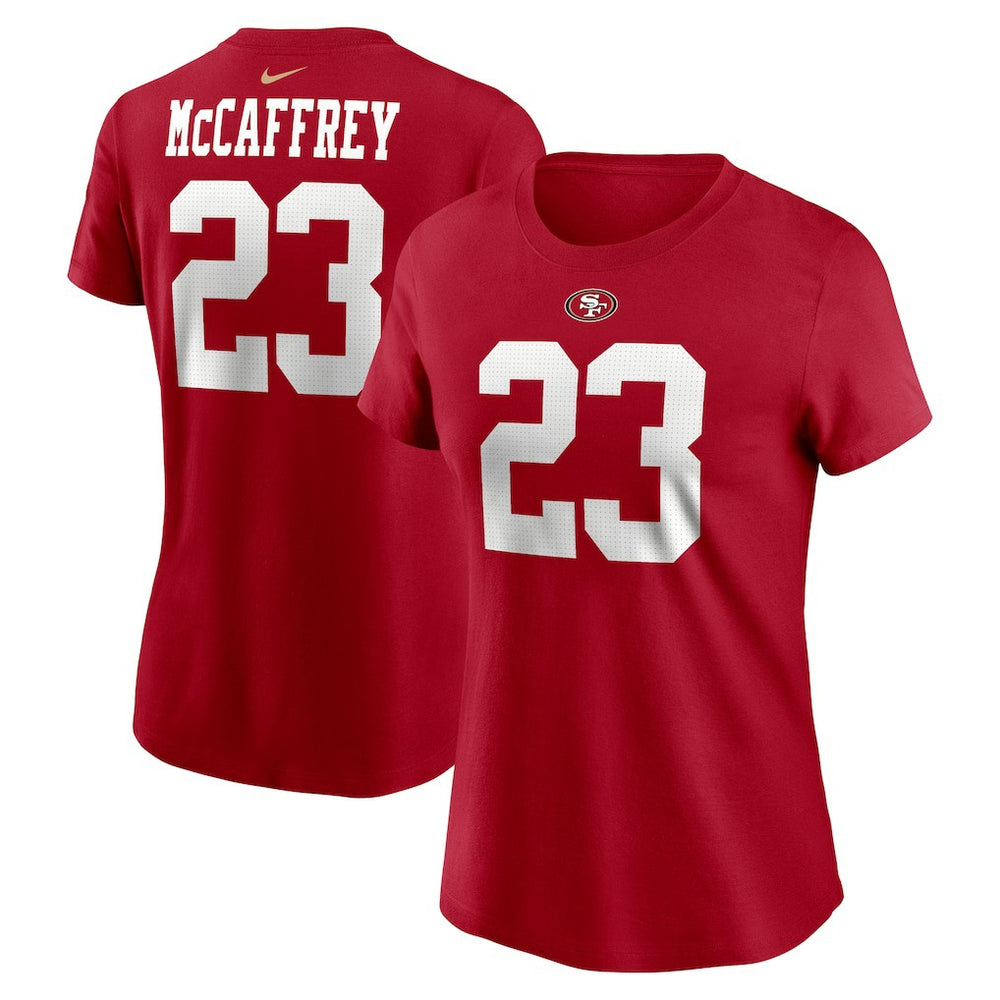 Christian McCaffrey San Francisco 49ers Women's Player Name & Number T-Shirt Scarlet