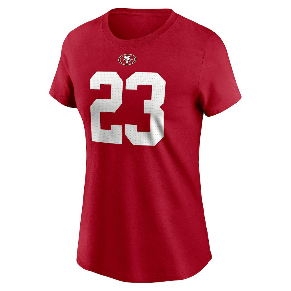 Christian McCaffrey San Francisco 49ers Women's Player Name & Number T-Shirt Scarlet
