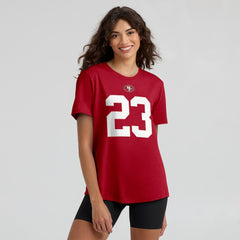 Christian McCaffrey San Francisco 49ers Women's Player Name & Number T-Shirt Scarlet