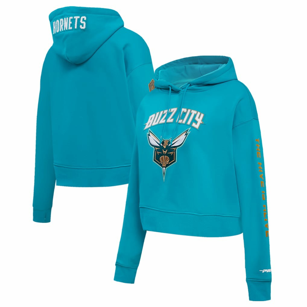 Charlotte Hornets Pro Standard Women's 2023/24 City Edition Cropped Pullover Hoodie Teal