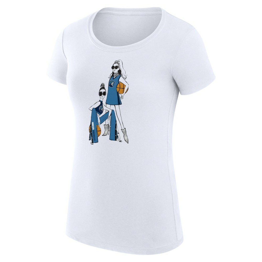 Minnesota Timberwolves G-III 4Her by Carl Banks Women's Super-Slim Fit Lightweight Basketball Girls T-Shirt White