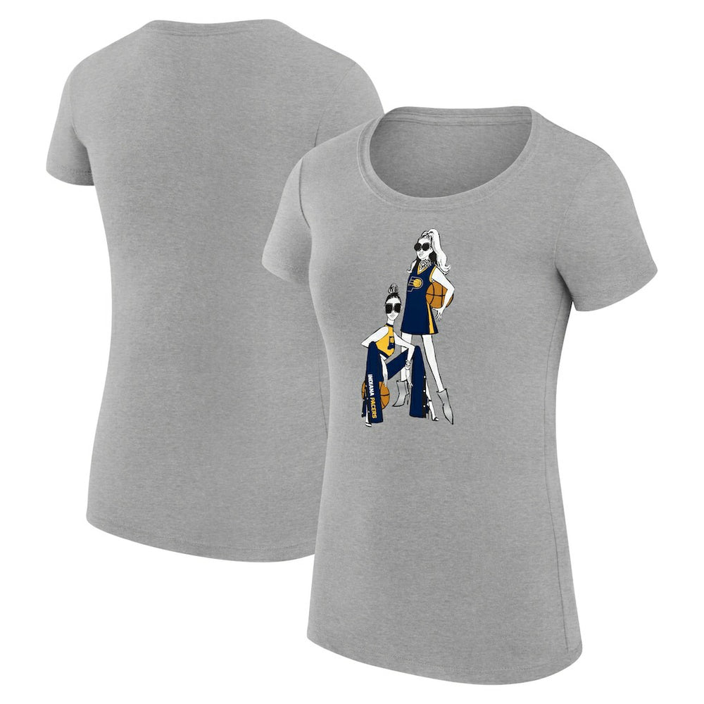 Indiana Pacers G-III 4Her by Carl Banks Women's Super-Slim Fit Lightweight Basketball Girls T-Shirt Heather Gray