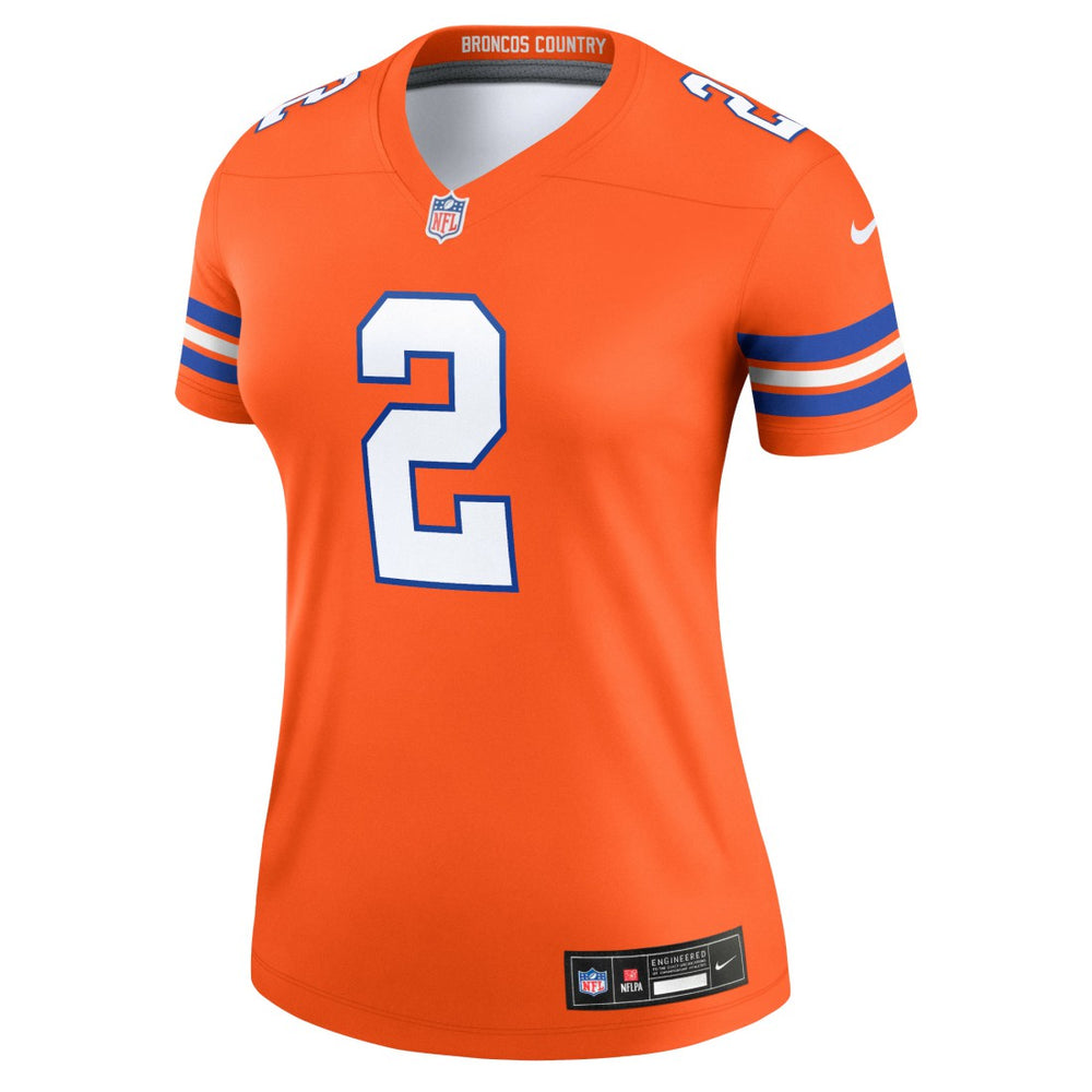 Patrick Surtain II Denver Broncos Women's Alternate Legend Player Performance Top Mile High Collection 1977 Throwback Orange